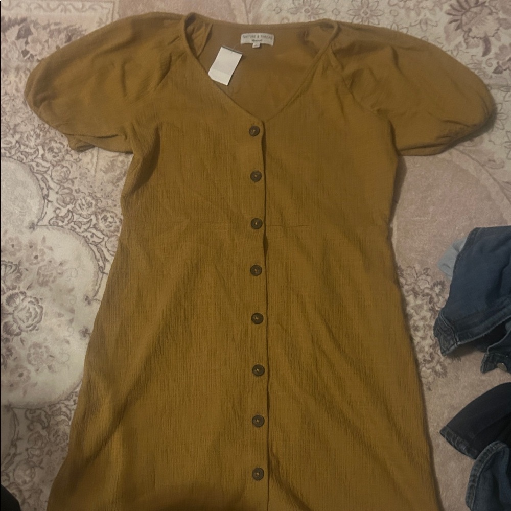 Madewell Golden Button-Up Midi Dress
